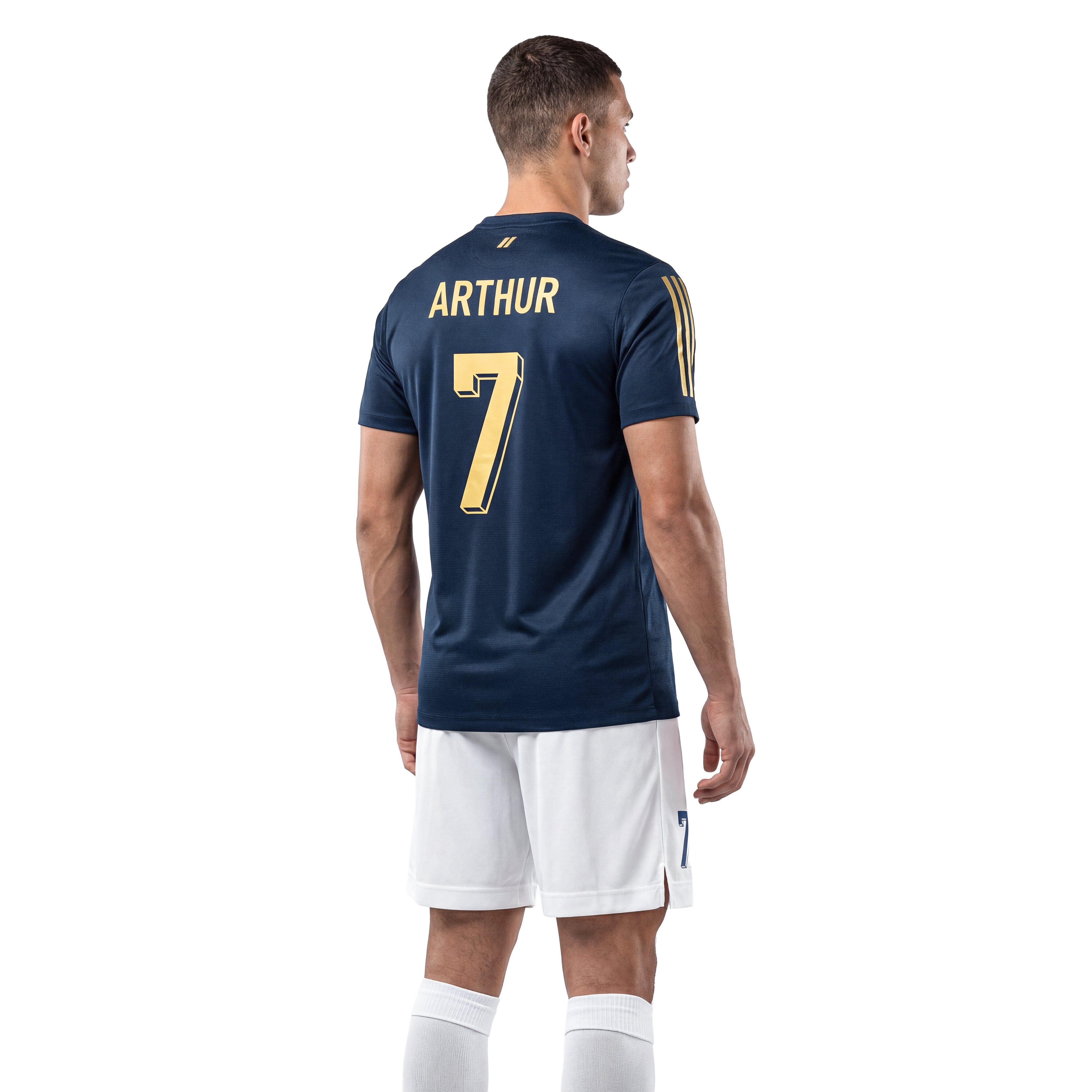 Maillot de football homme personnalisé bleu marine et or