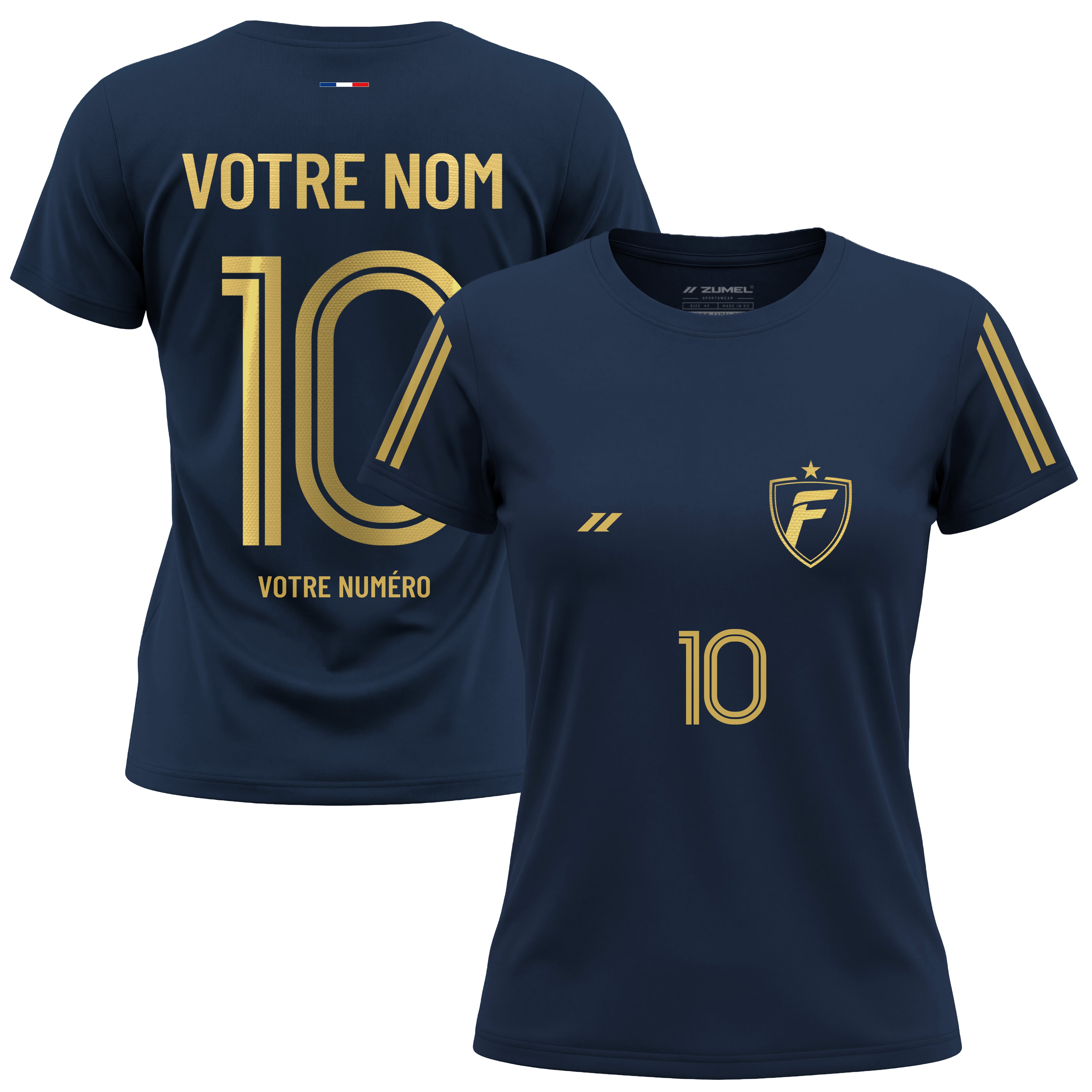Maillot de football femme personnalisé bleu marine