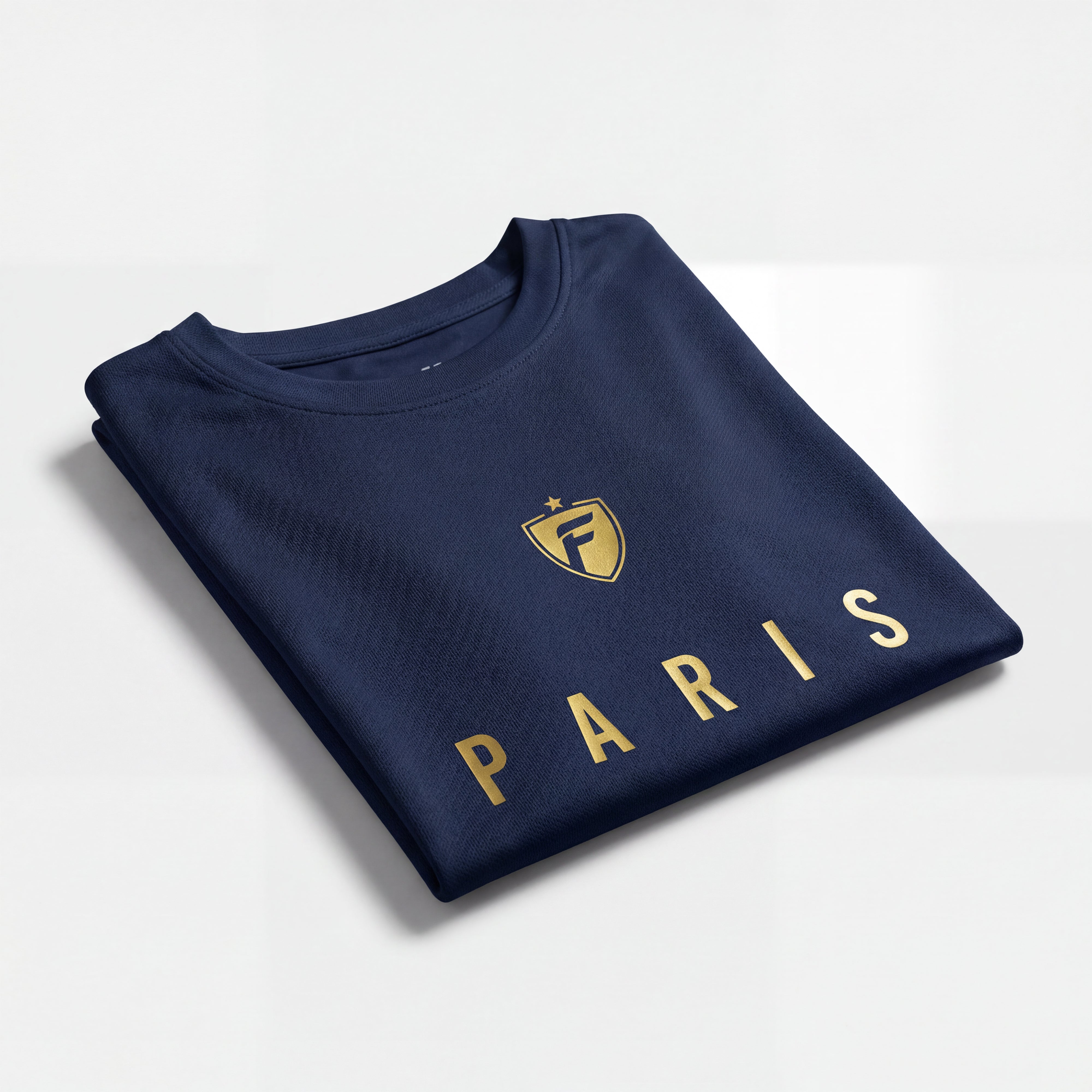 Maillot de football enfant personnalisé bleu marine et or
