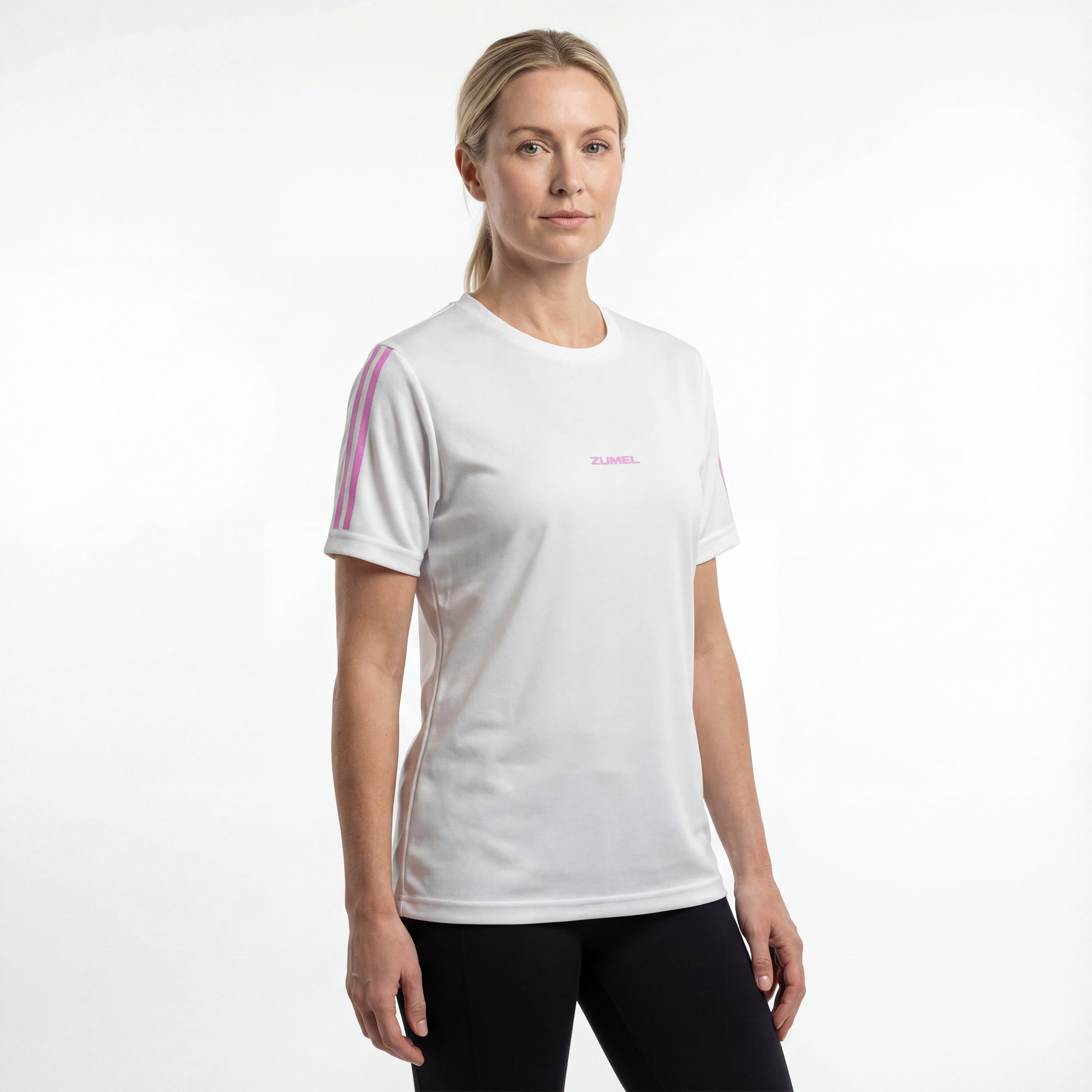 Maillot de football femme blanc personnalisé avec prénom et numéro rose