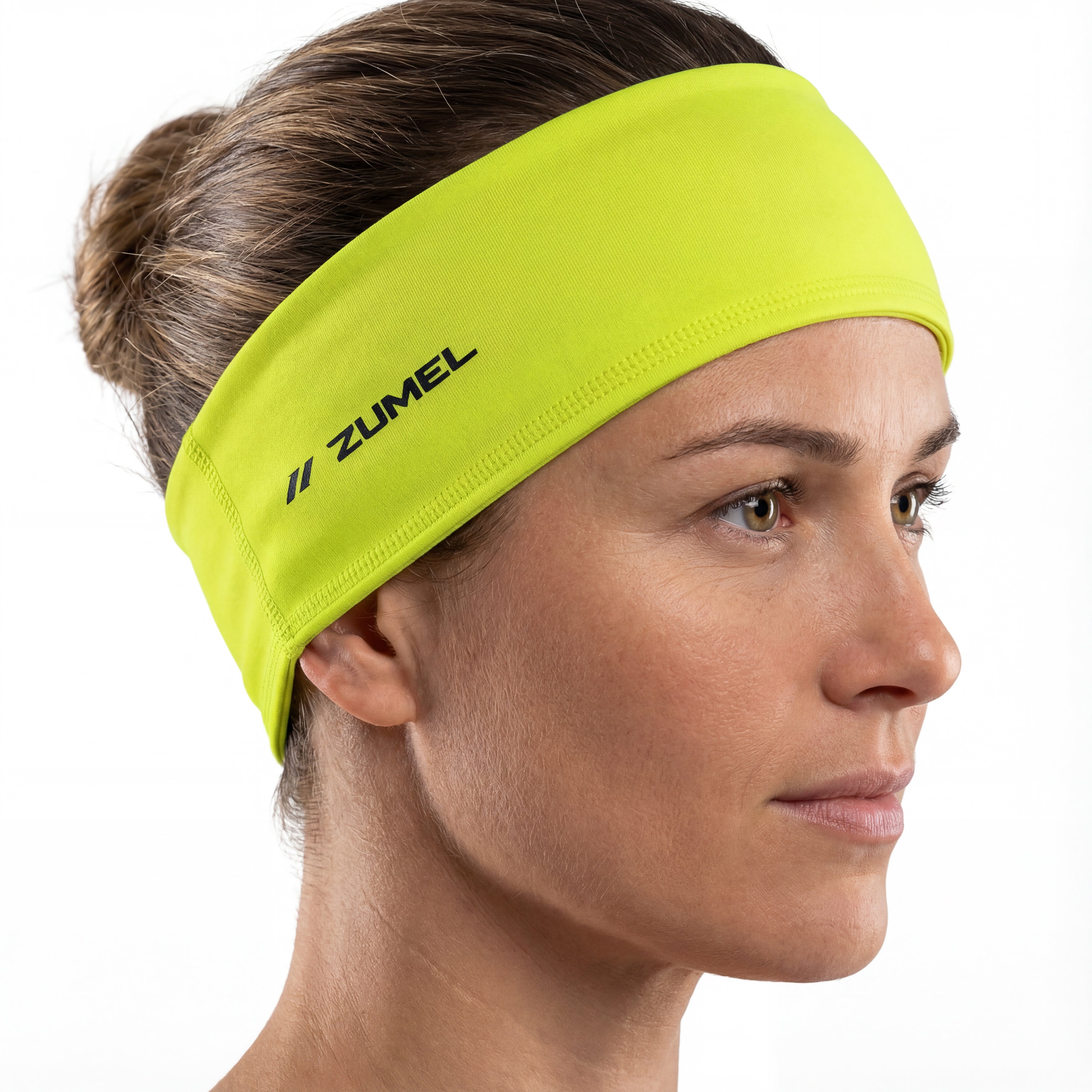 Bandeau de sport vert néon pour femme