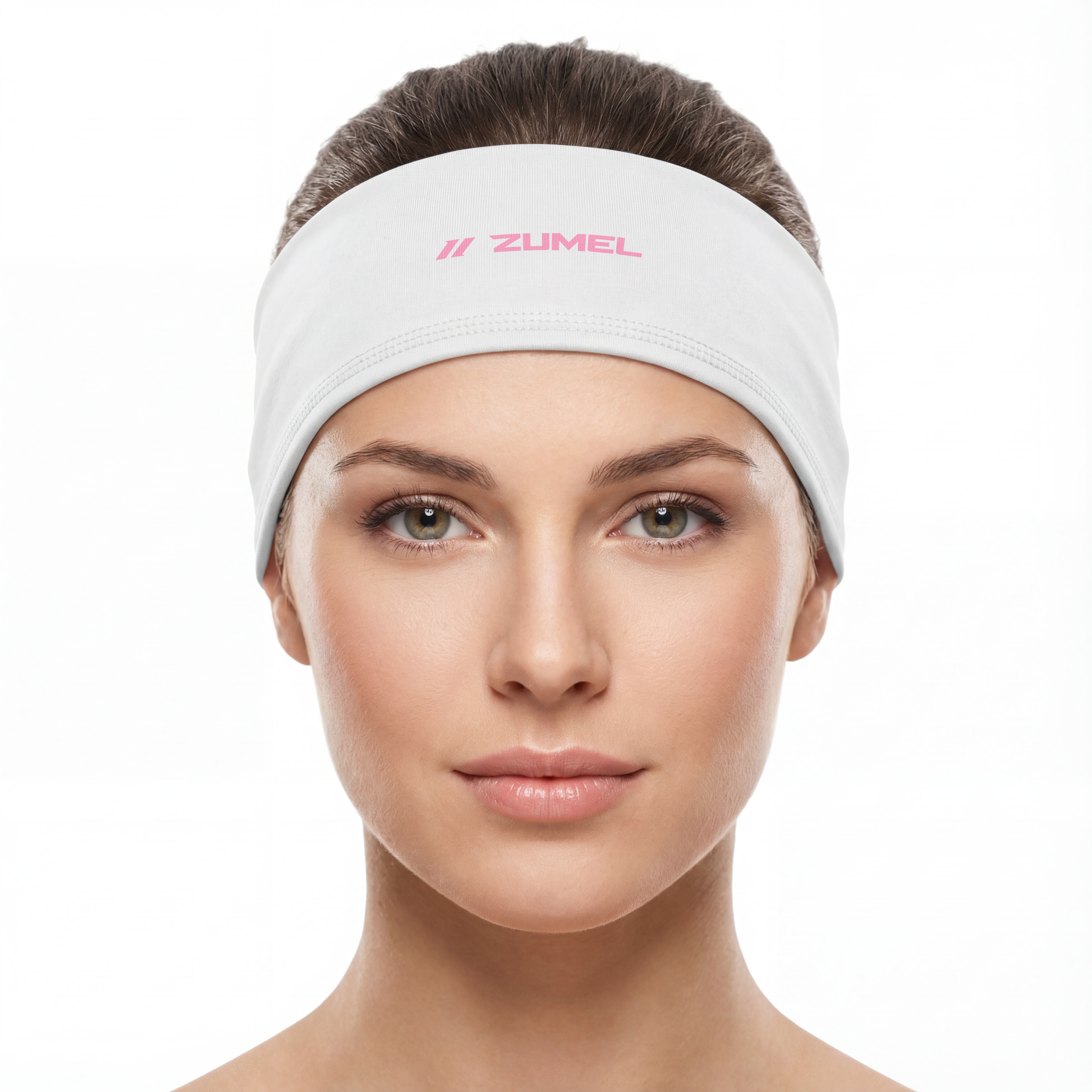 Bandeau de sport blanc et rose pour femme