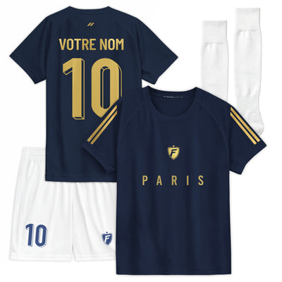 Ensemble de football enfant personnalisé bleu marine et or