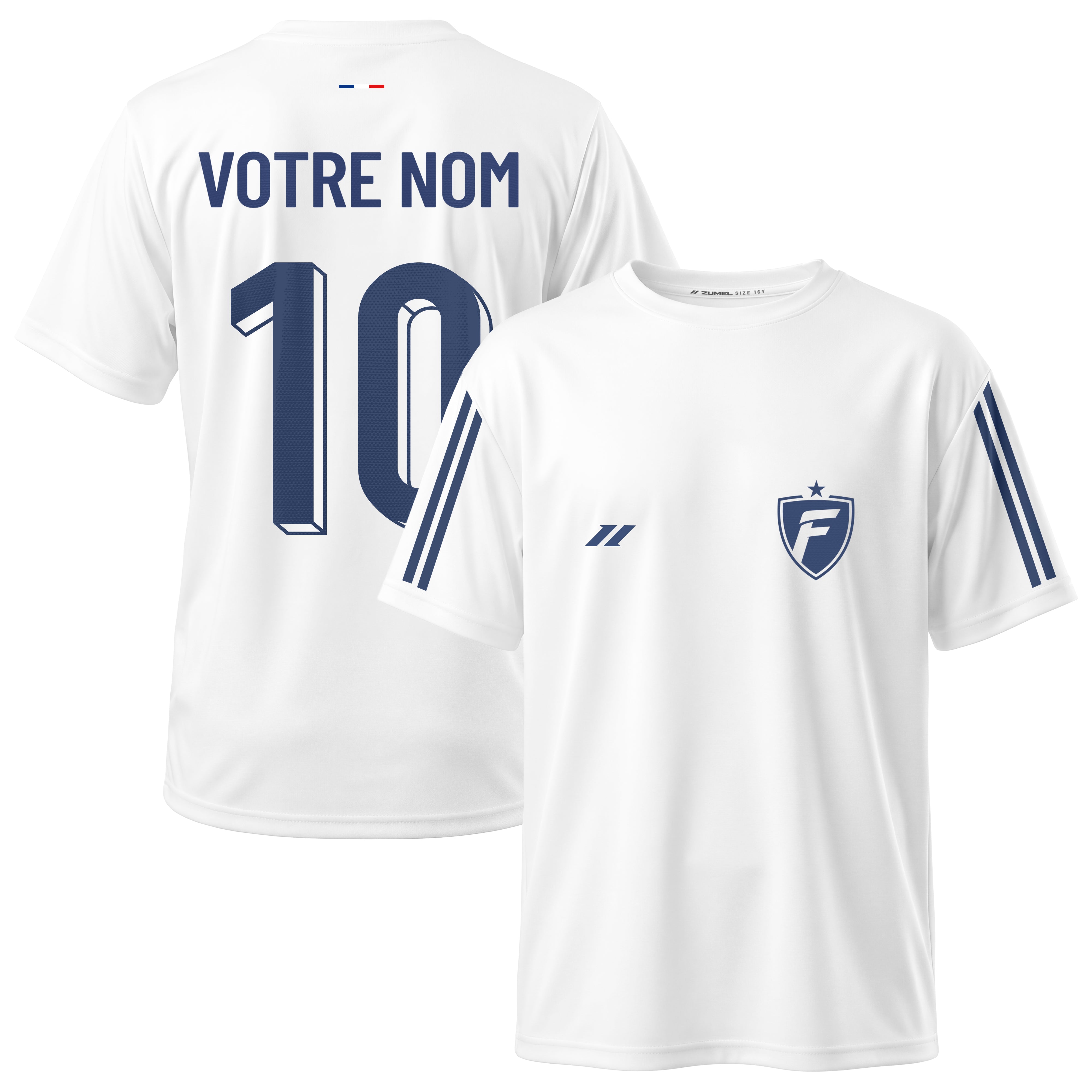 Maillot de football enfant personnalisé blanc