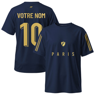 Maillot de football enfant personnalisé bleu marine et or
