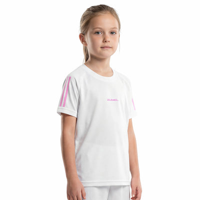 Maillot de sport fille blanc avec détails roses