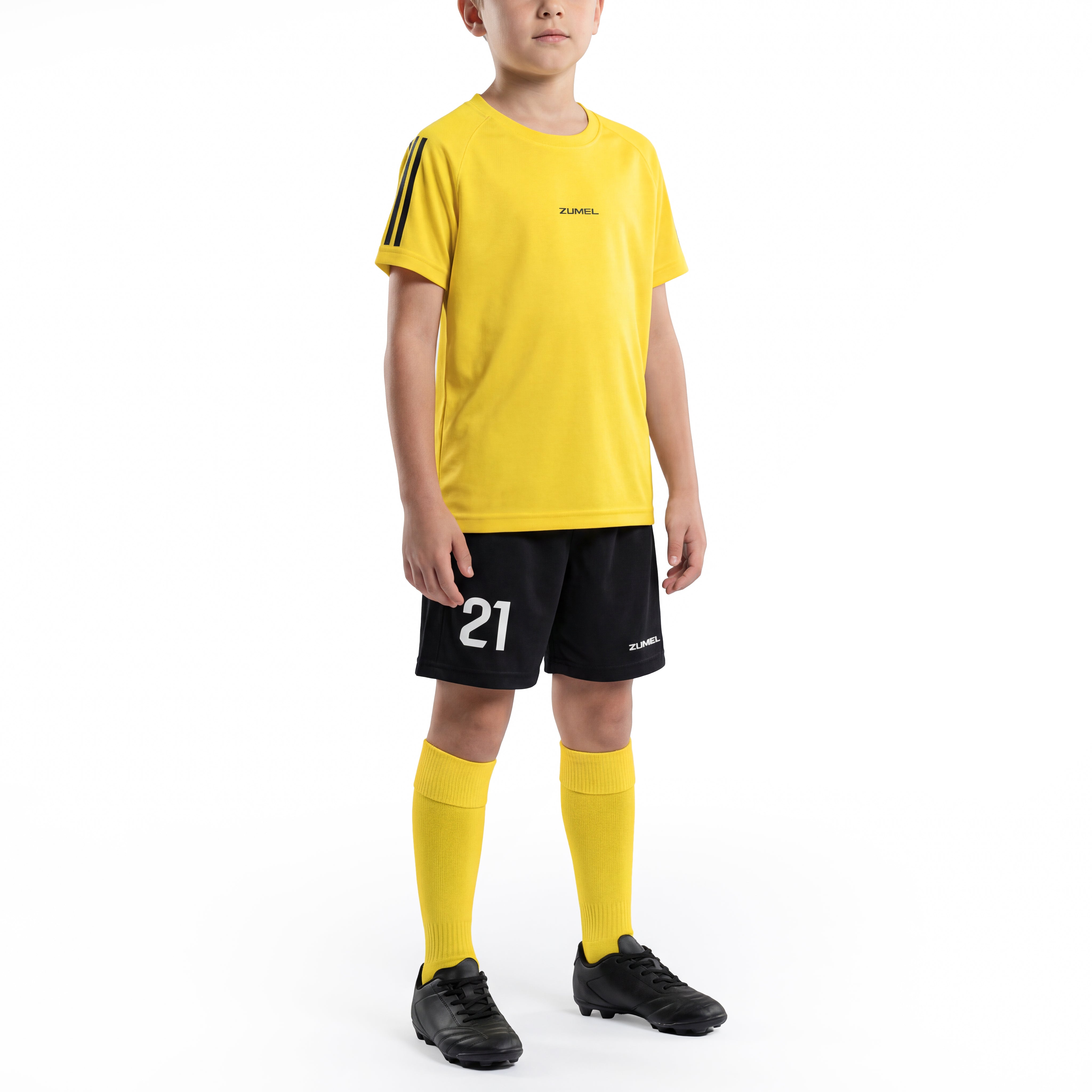 Tenue de football enfant jaune avec prénom et numéro