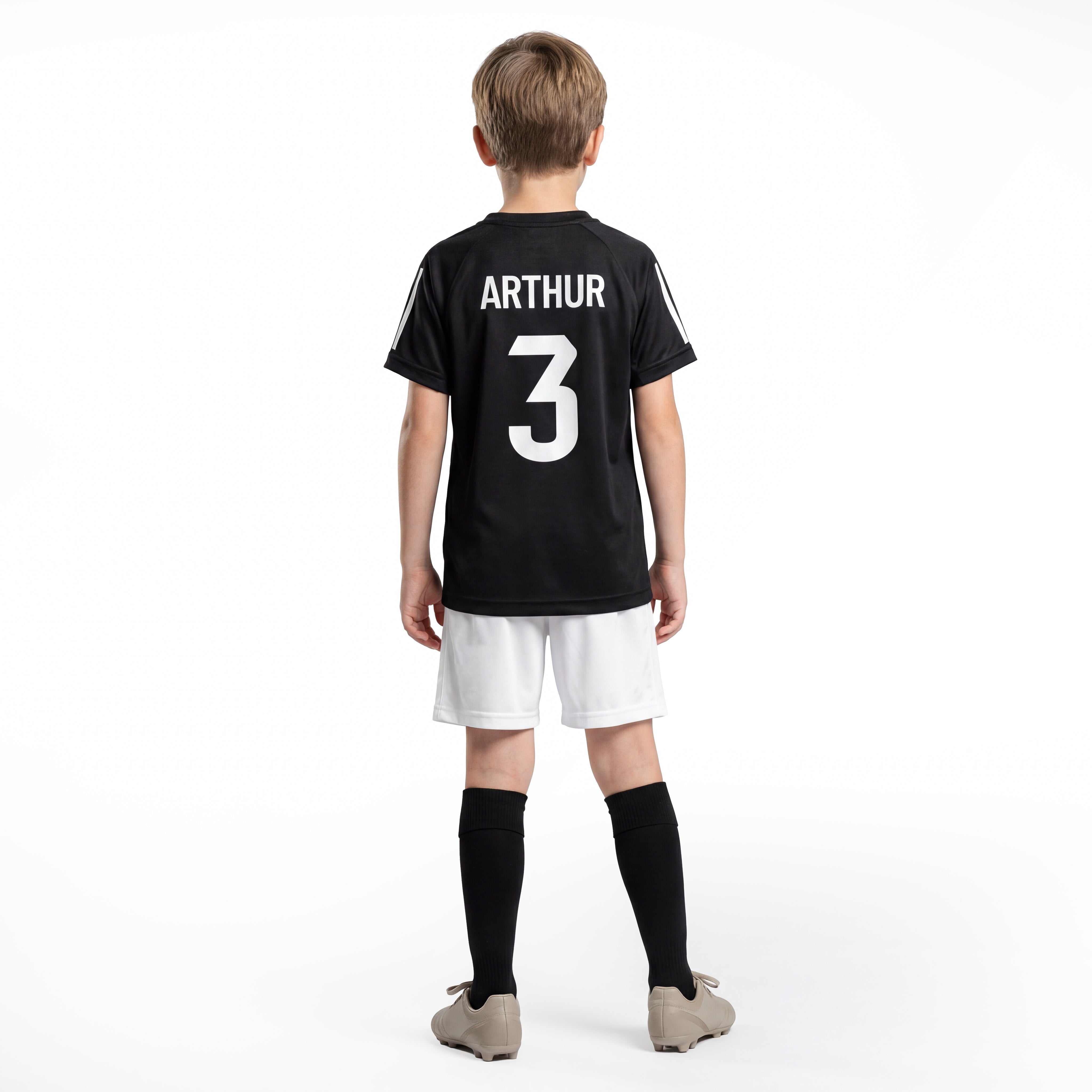 Tenue de football enfant noire avec prénom et numéro