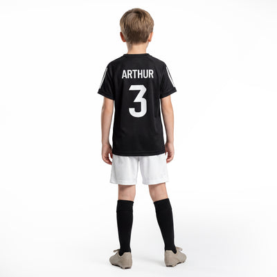 Maillot de football noir personnalisé avec prénom et numéro