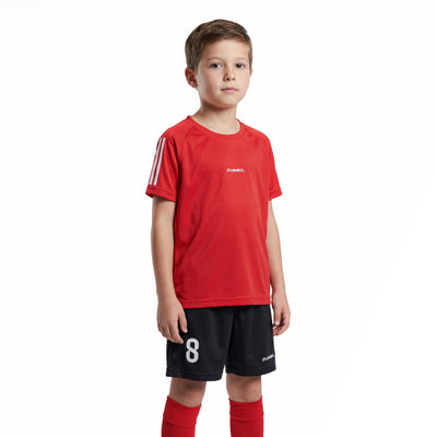 Tenue de football enfant rouge avec prénom et numéro