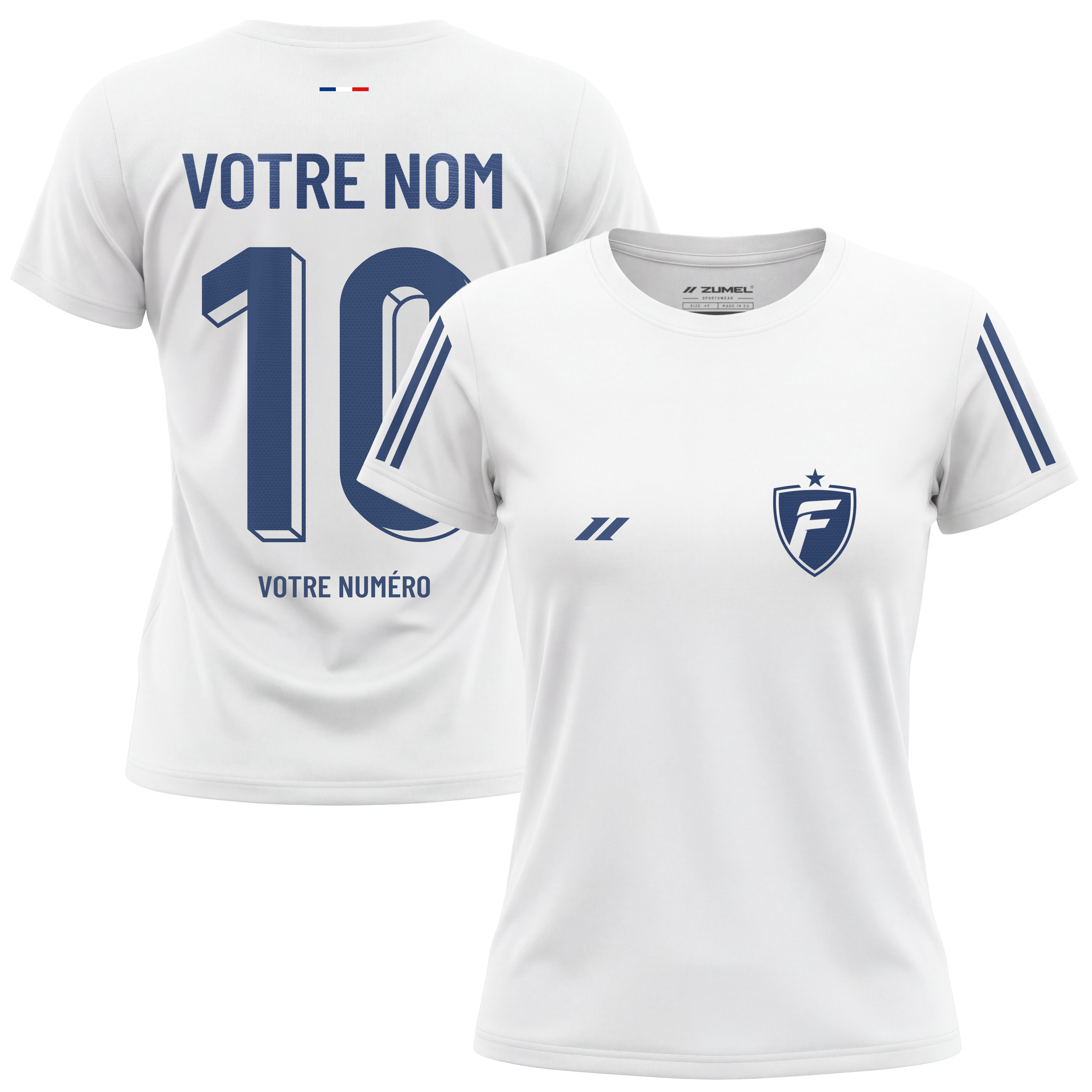 Maillot de football femme personnalisé avec prénom et numéro