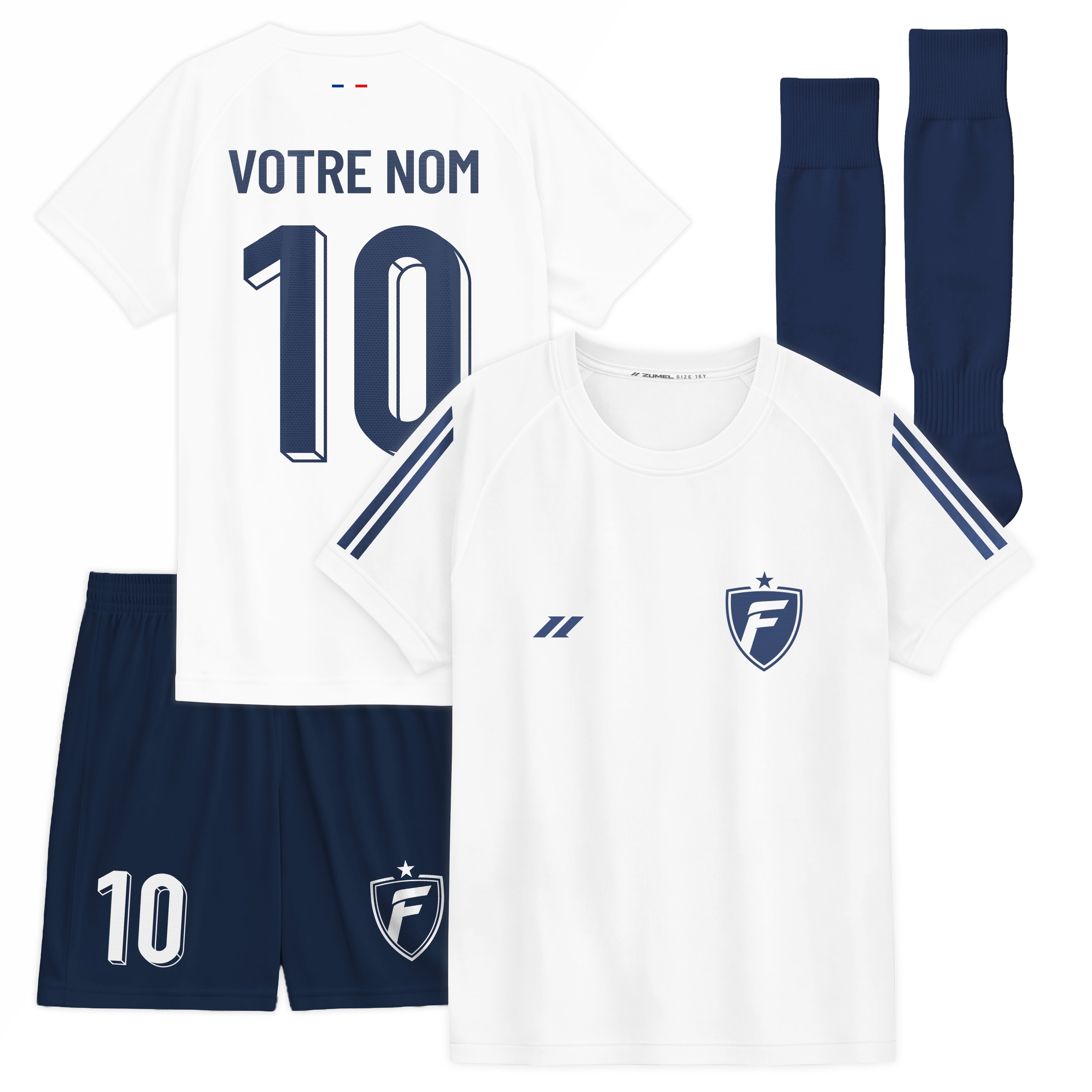 Ensemble de football enfant personnalisé avec prénom et numéro