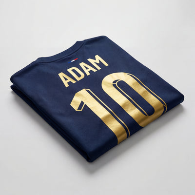 Ensemble de football enfant personnalisé bleu marine et or