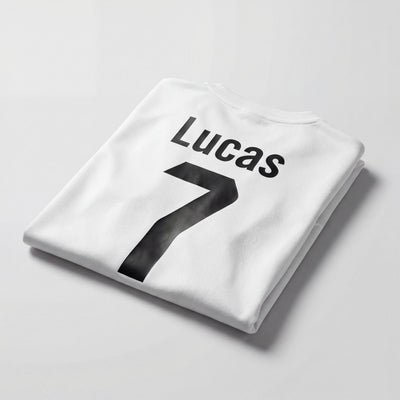 Maillot de football enfant blanc personnalisé – prénom et numéro