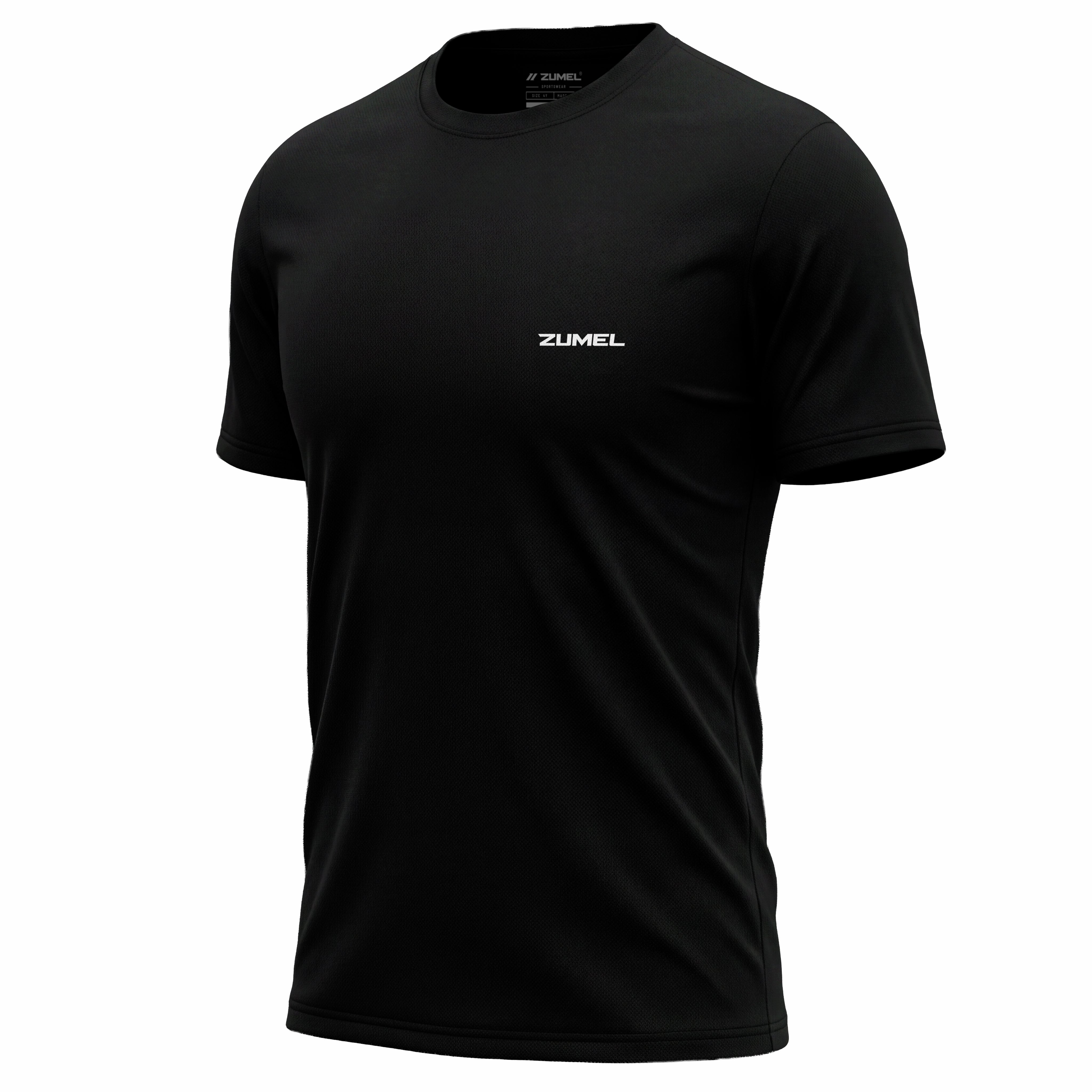 T-shirt de sport homme noir uni en polyester