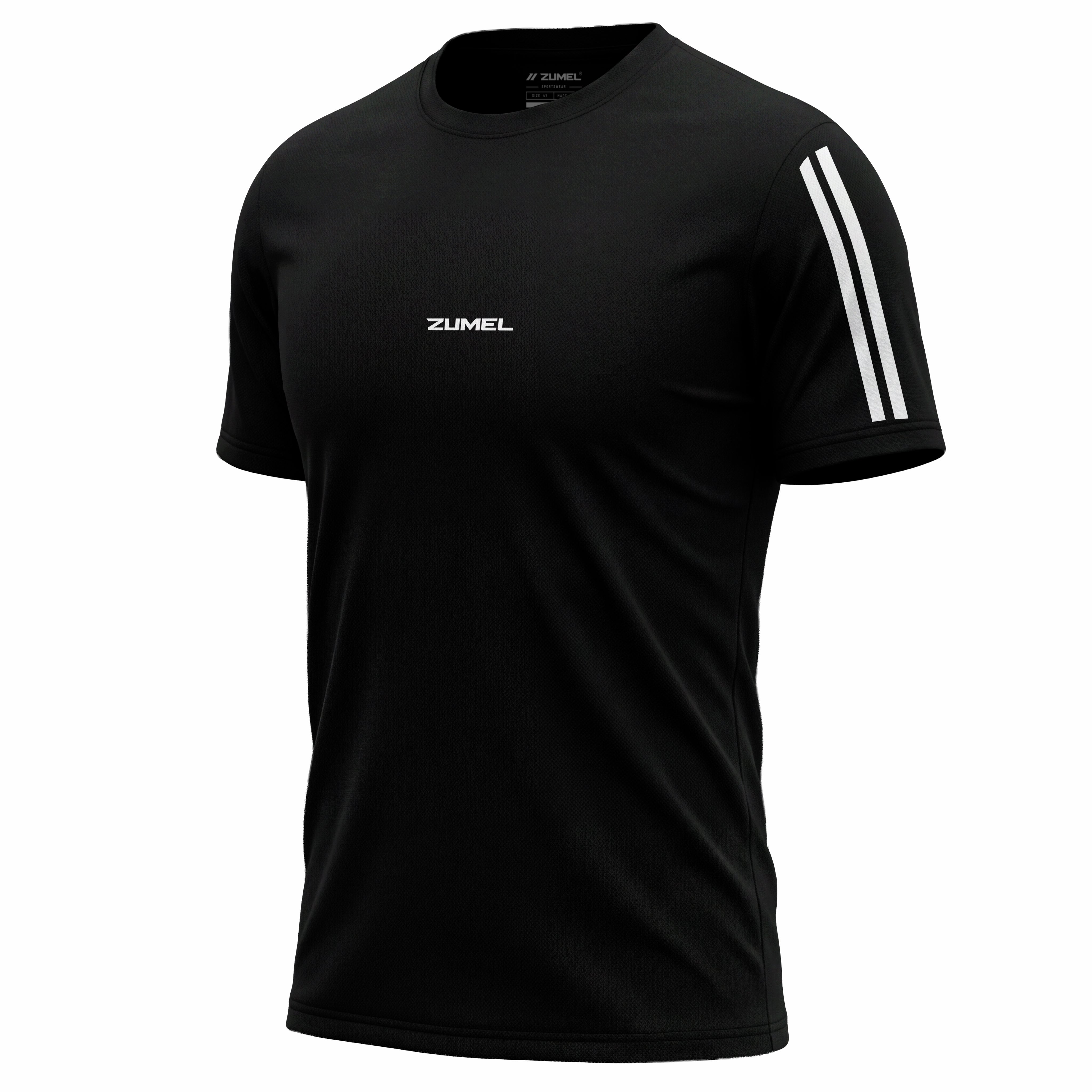 T-shirt de sport homme noir avec bandes blanches