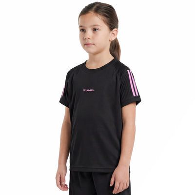Maillot de football fille noir personnalisé avec prénom et numéro rose