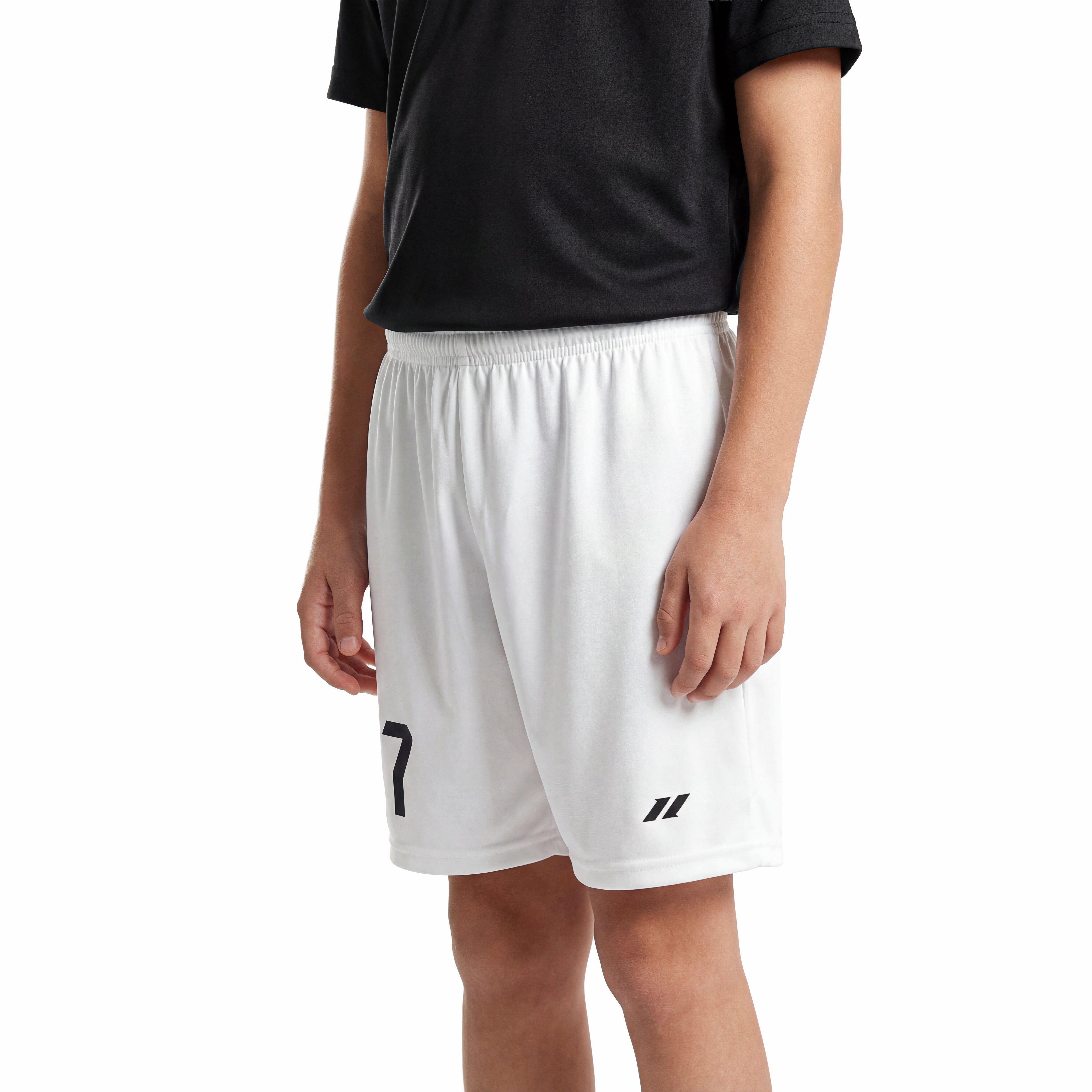 Short de football enfant blanc personnalisé avec numéro