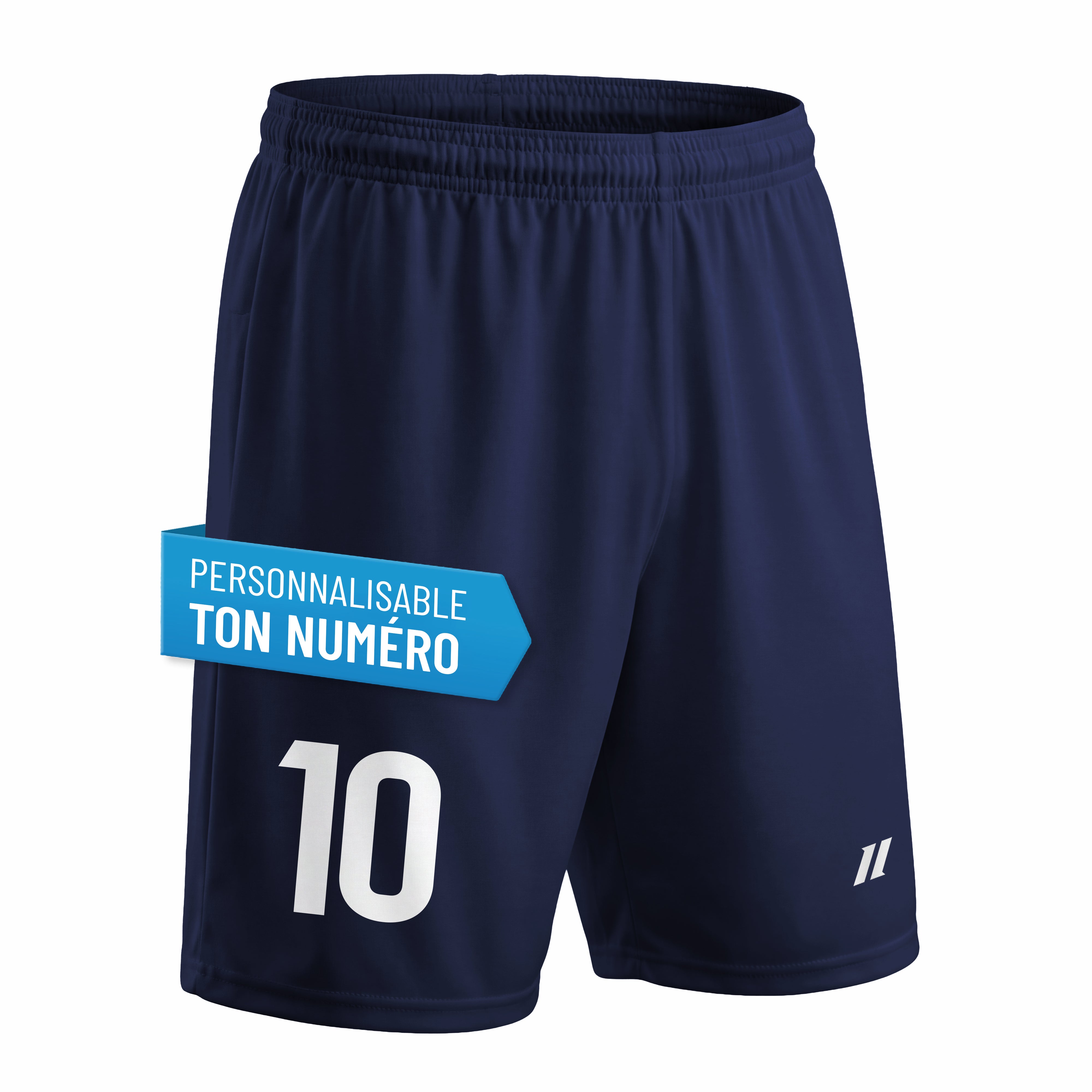 Short de football enfant bleu marine personnalisé avec numéro