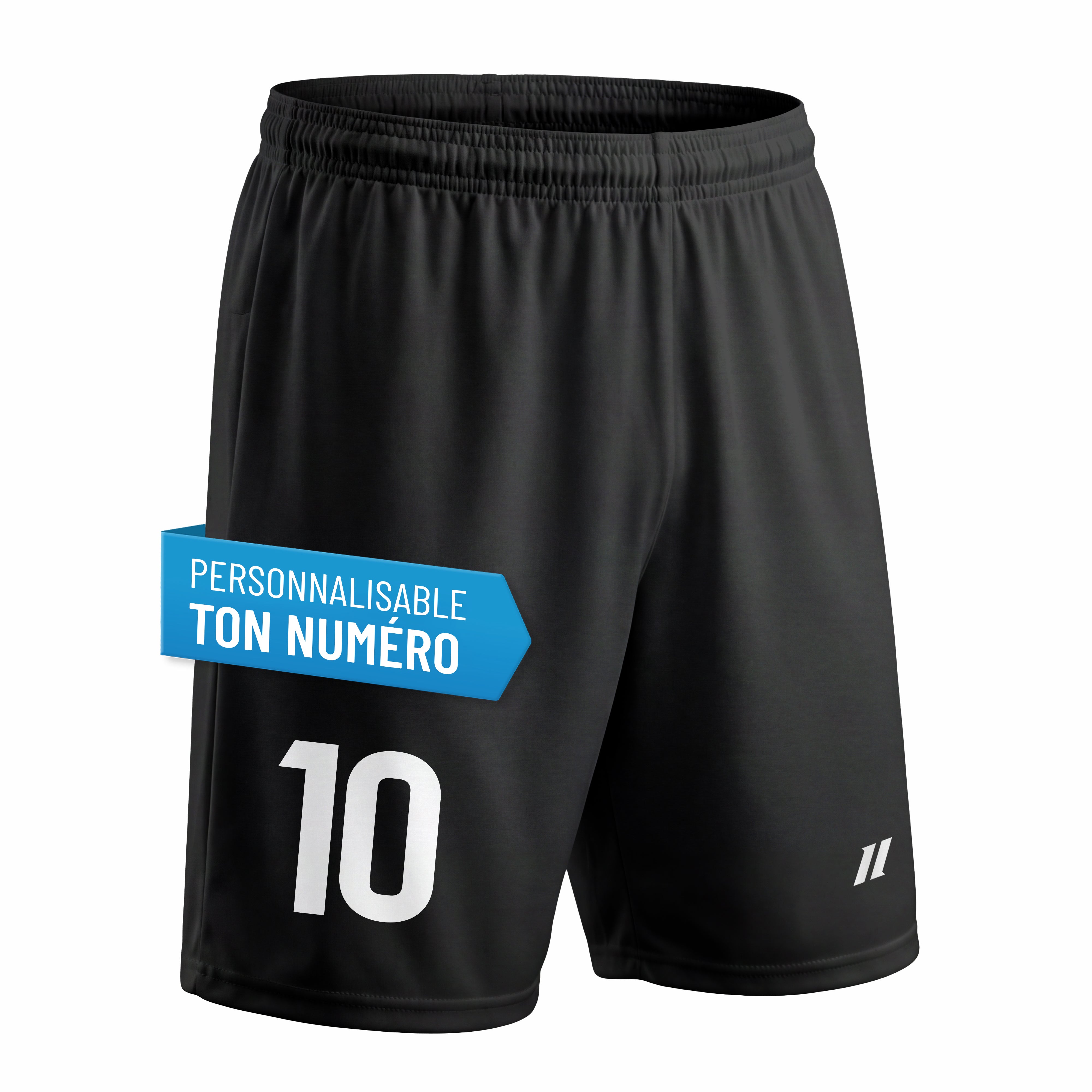 Short de football enfant noir personnalisé avec numéro