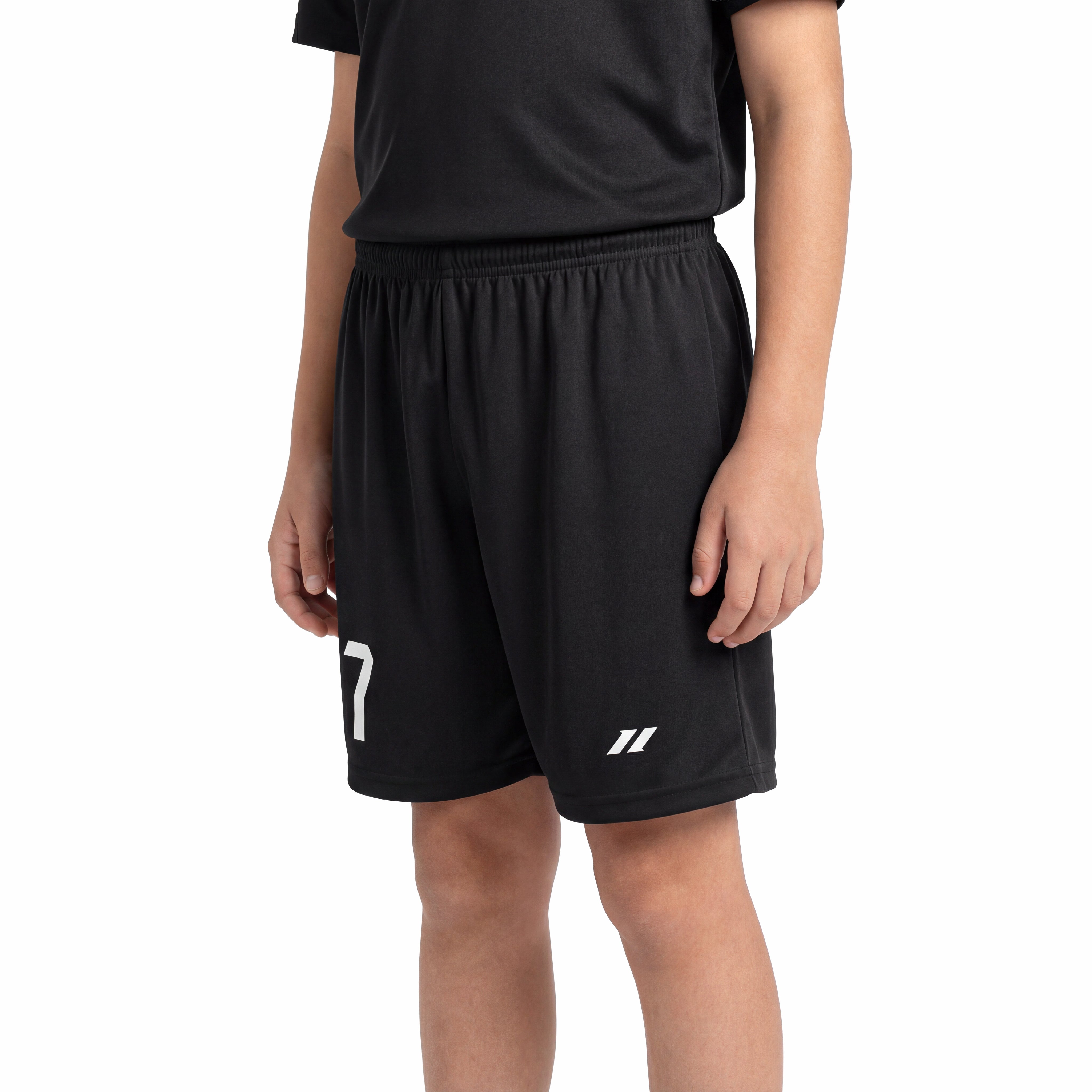 Short de football enfant noir personnalisé avec numéro