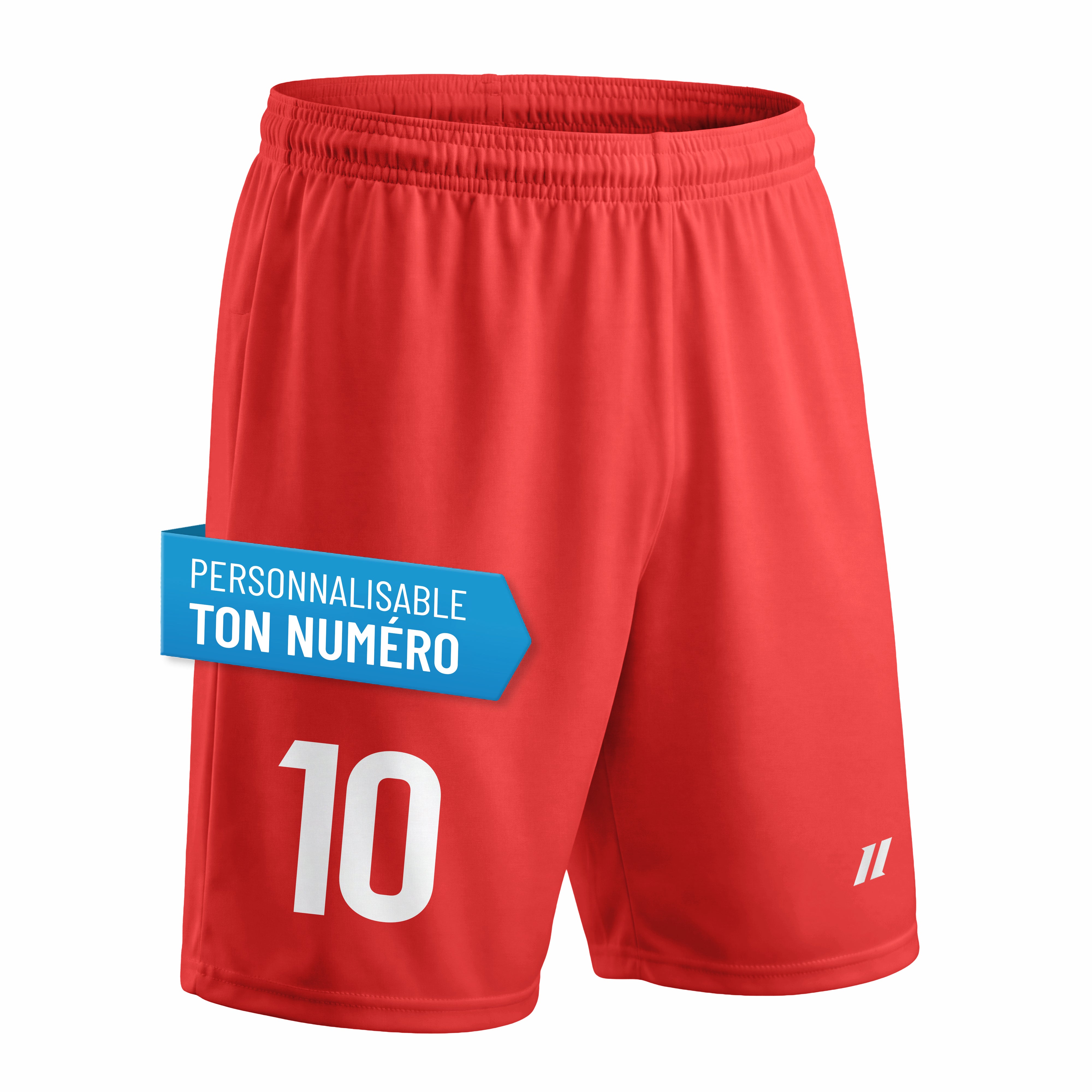 Short de football enfant rouge personnalisé avec numéro