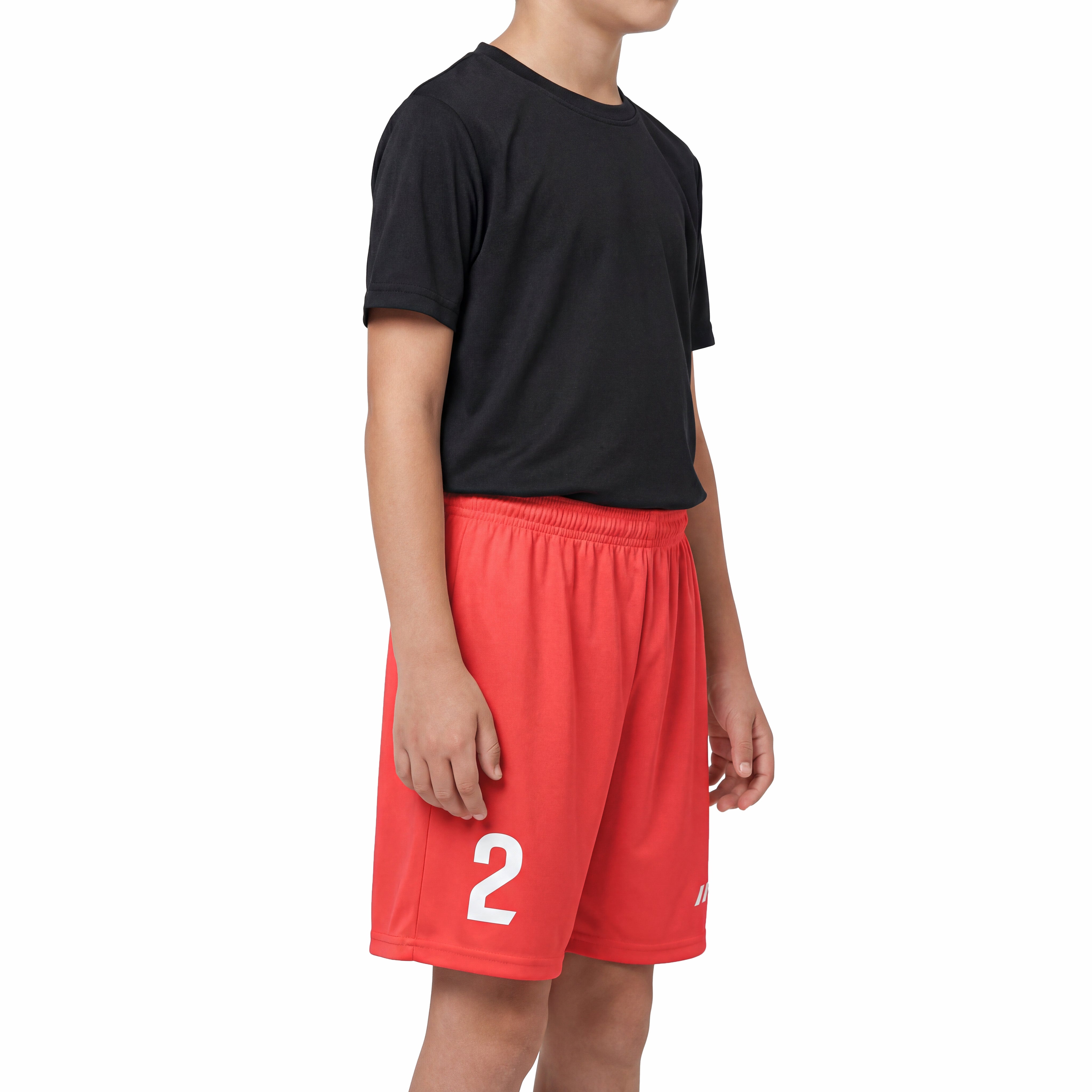 Short de football enfant rouge personnalisé avec numéro