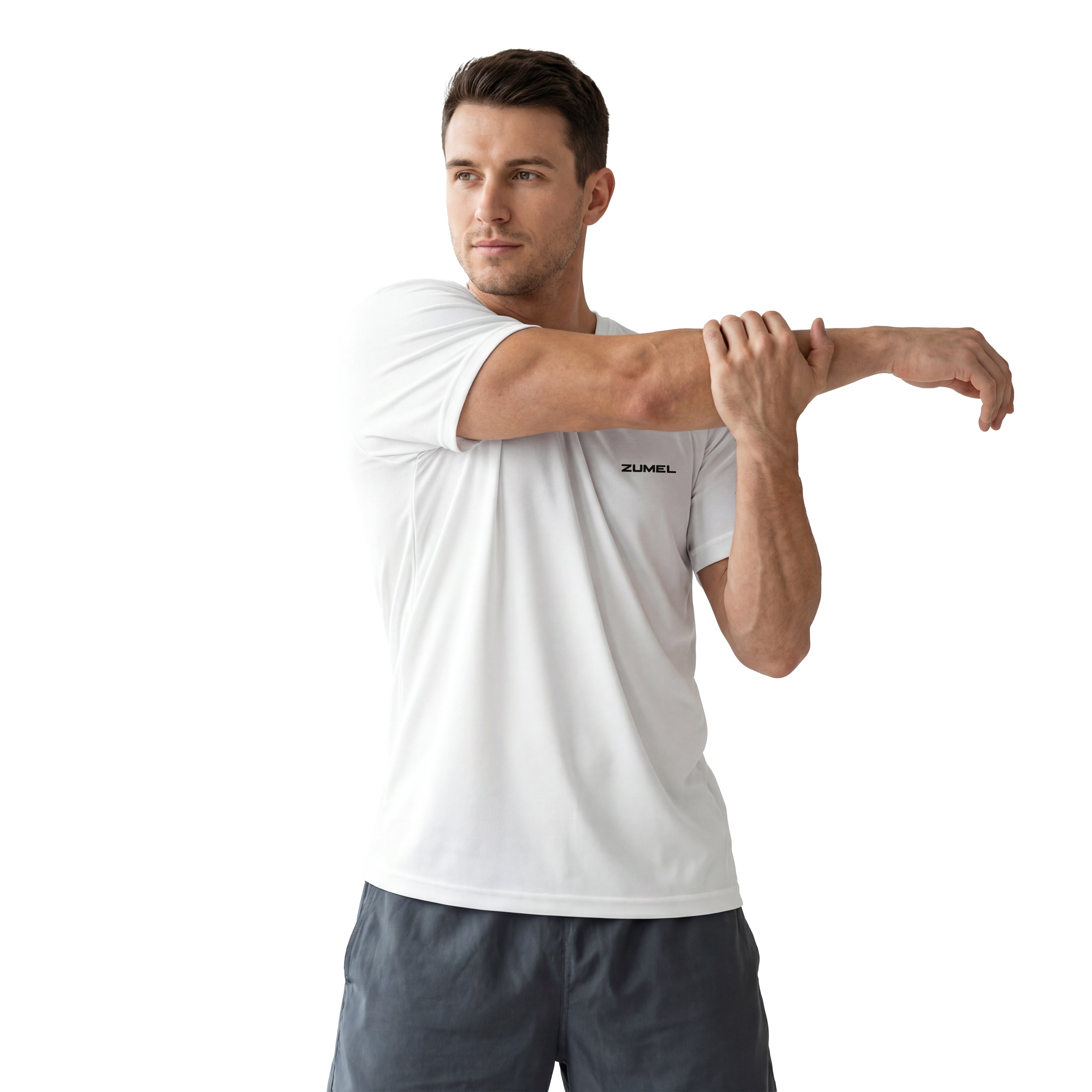 T-shirt de sport homme blanc uni en polyester