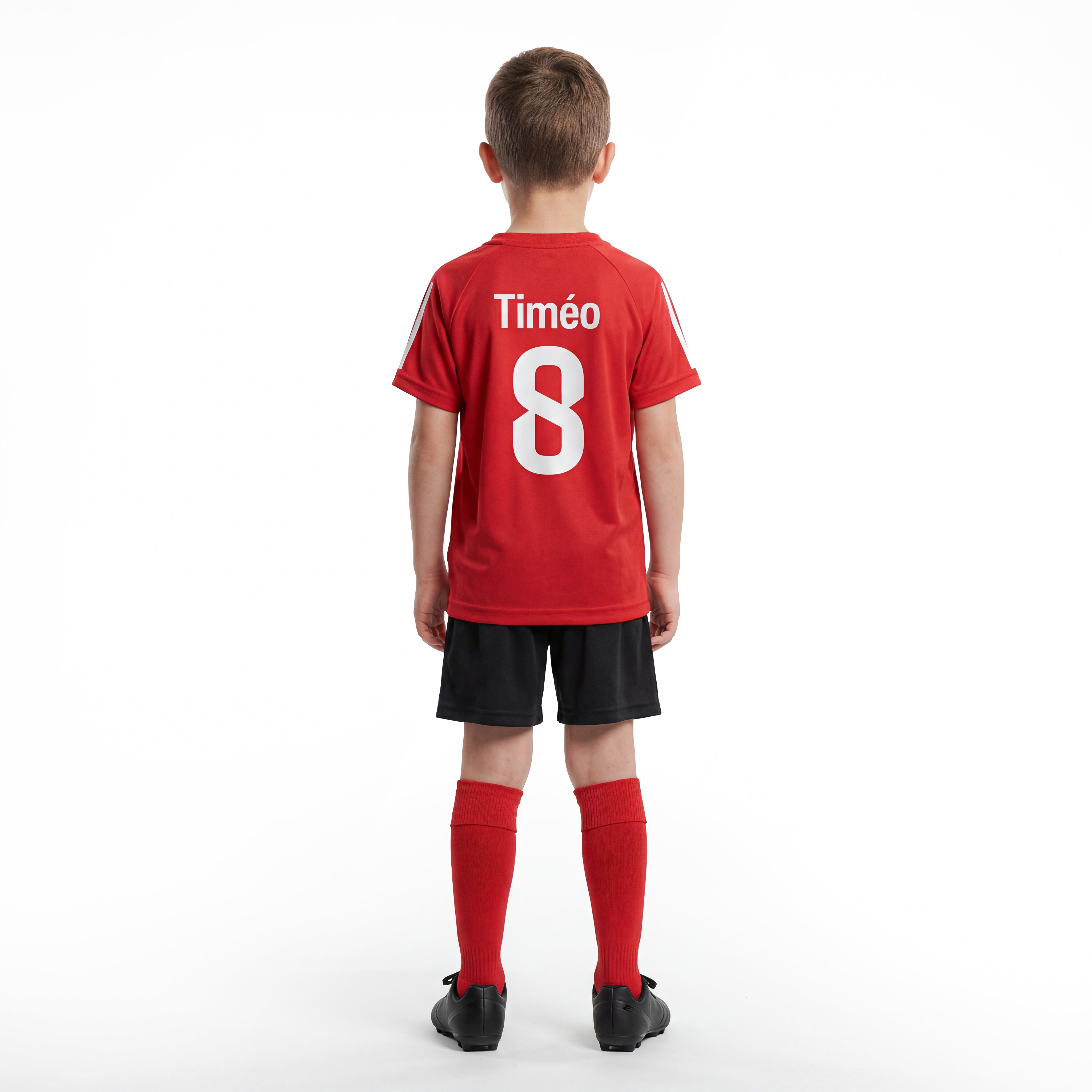 Maillot de football enfant rouge personnalisé avec prénom et numéro