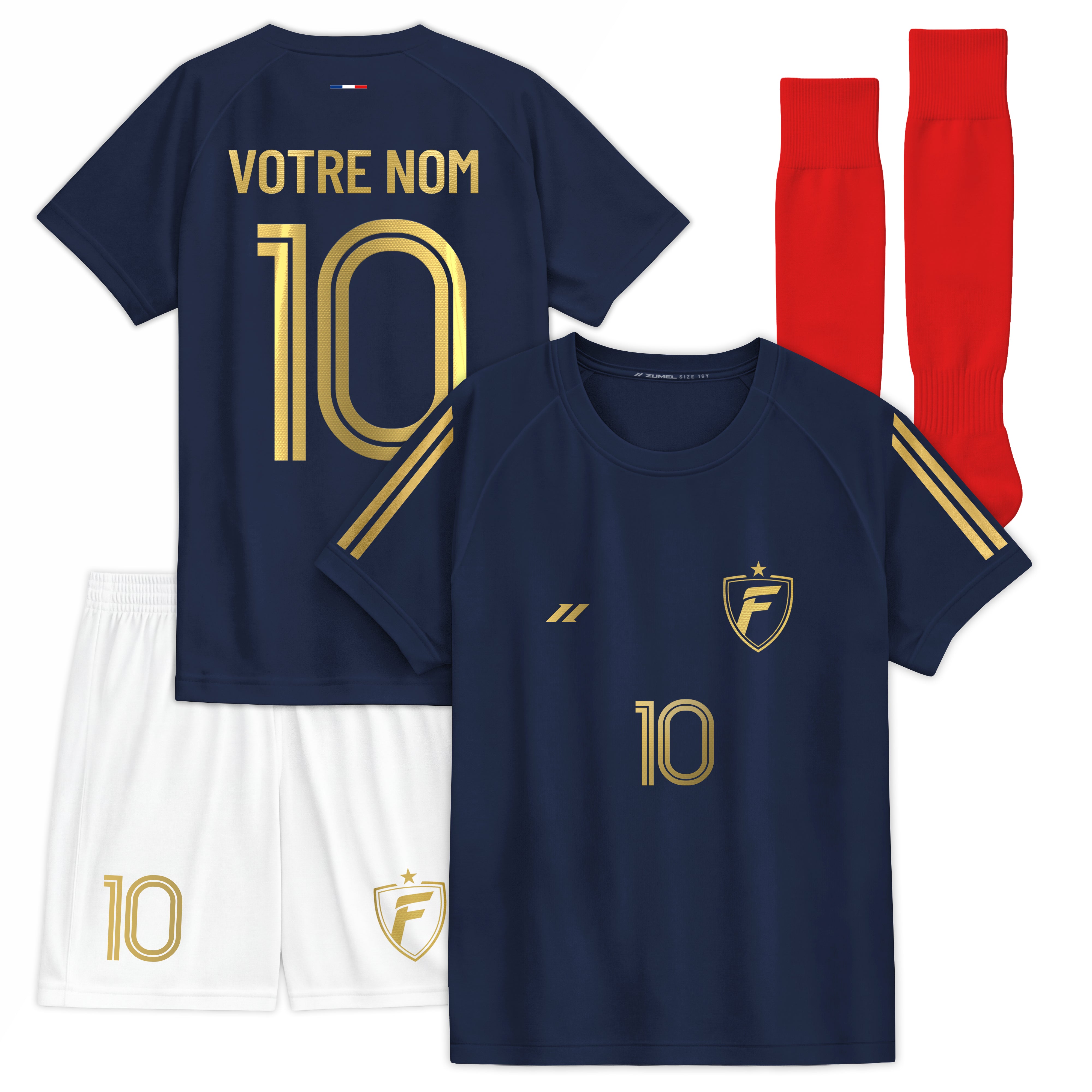 Ensemble de football enfant personnalisé bleu marine