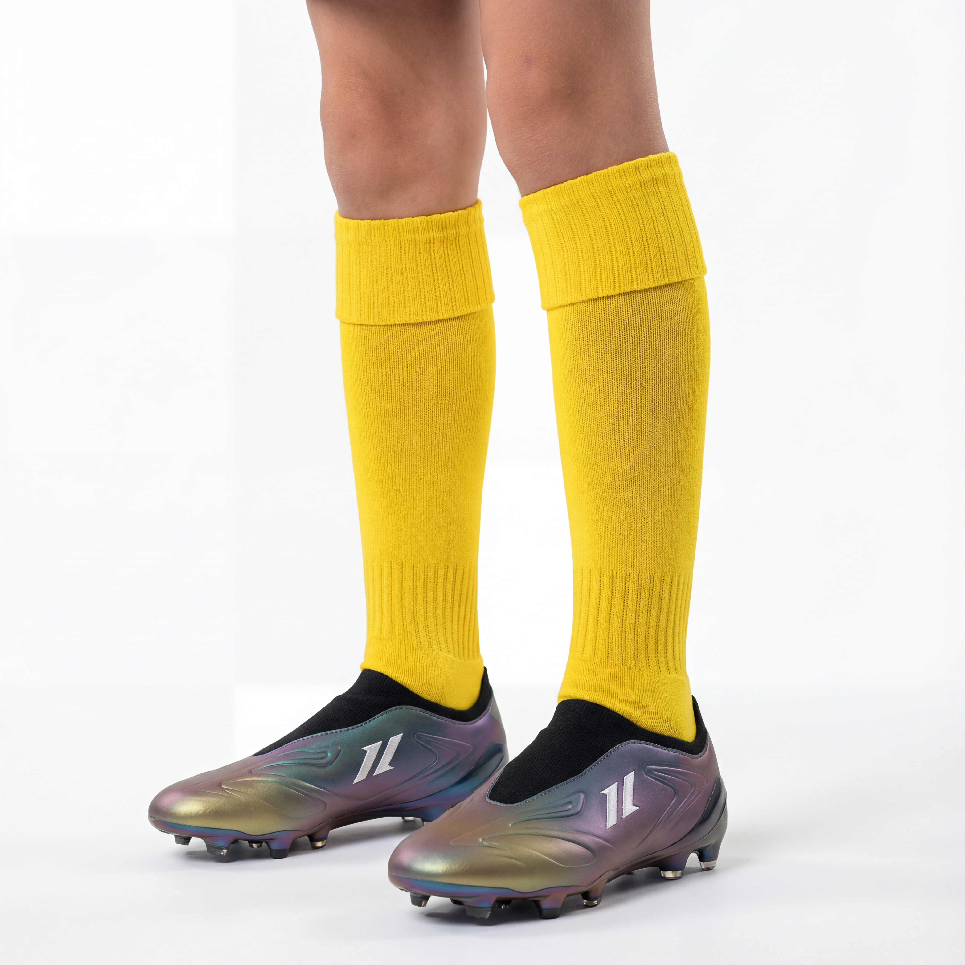 Chaussettes de football enfant jaunes pour entraînement et match
