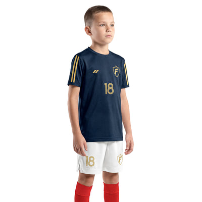 Maillot de football enfant personnalisé bleu marine