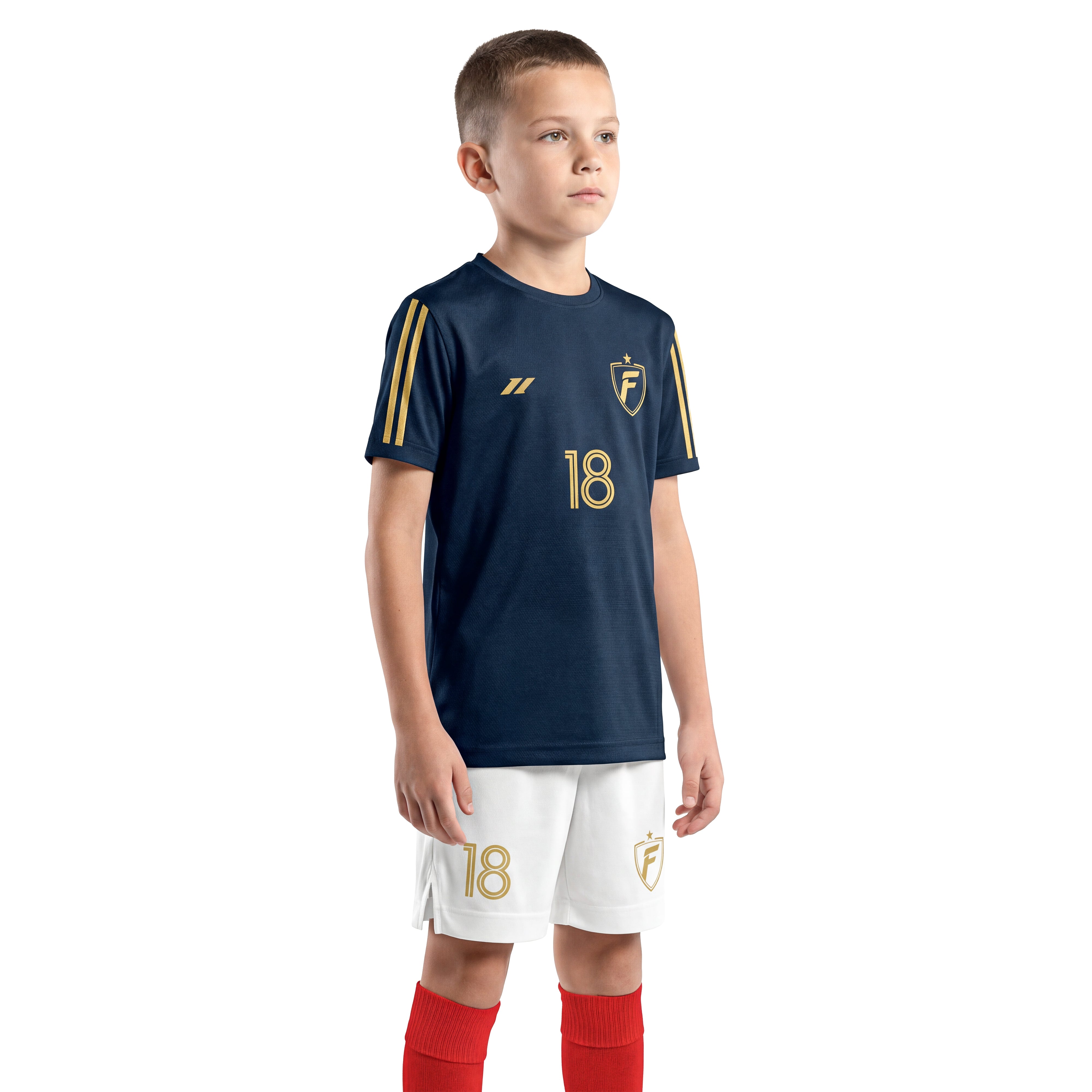 Maillot de football enfant personnalisé bleu marine