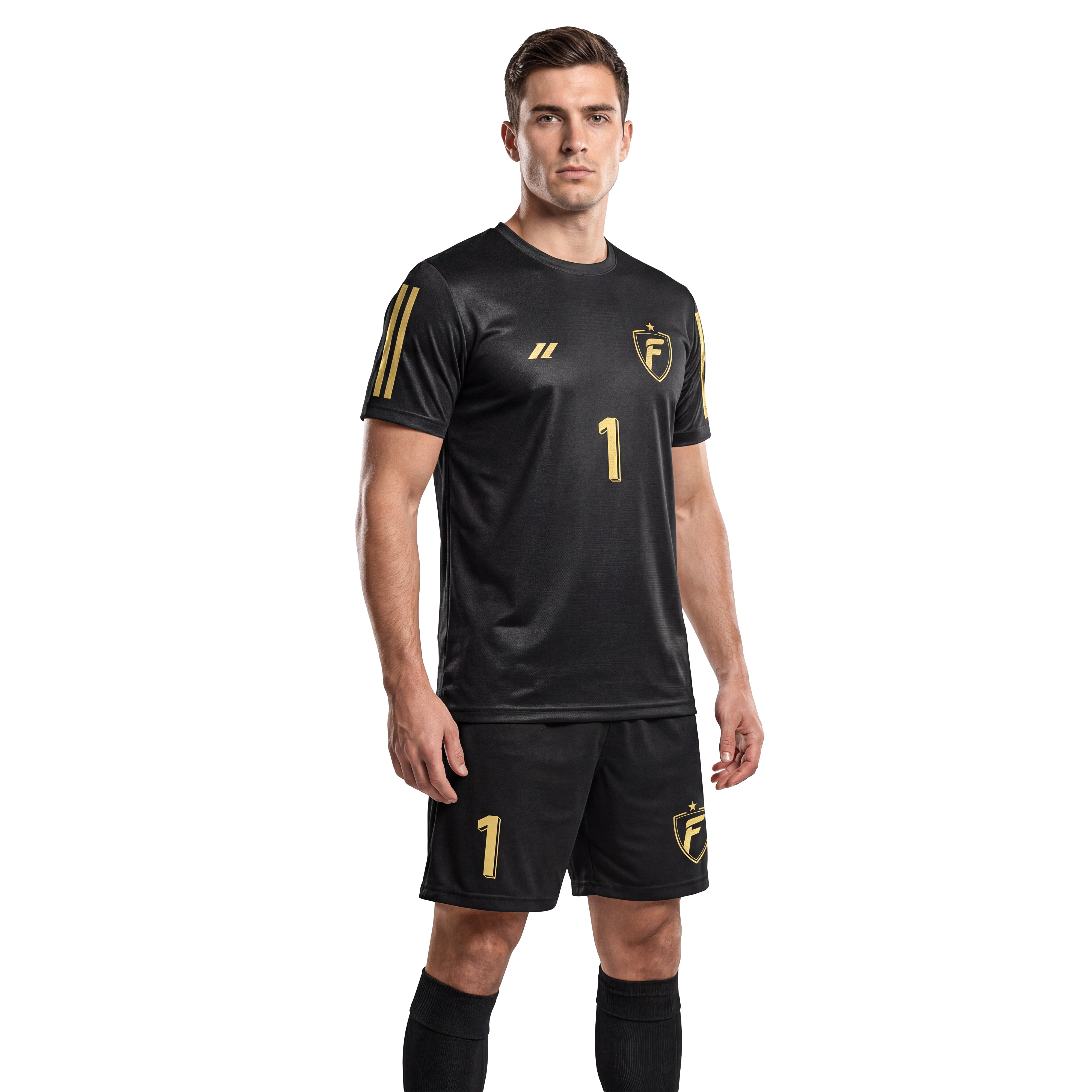 Ensemble de football homme personnalisé noir et or