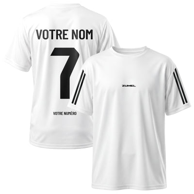 Maillot de football enfant blanc personnalisé – prénom et numéro