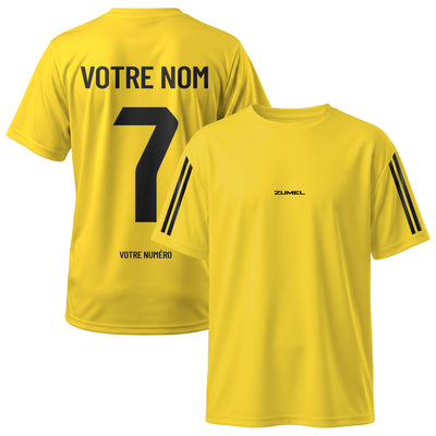 Maillot de football enfant jaune personnalisé avec prénom et numéro