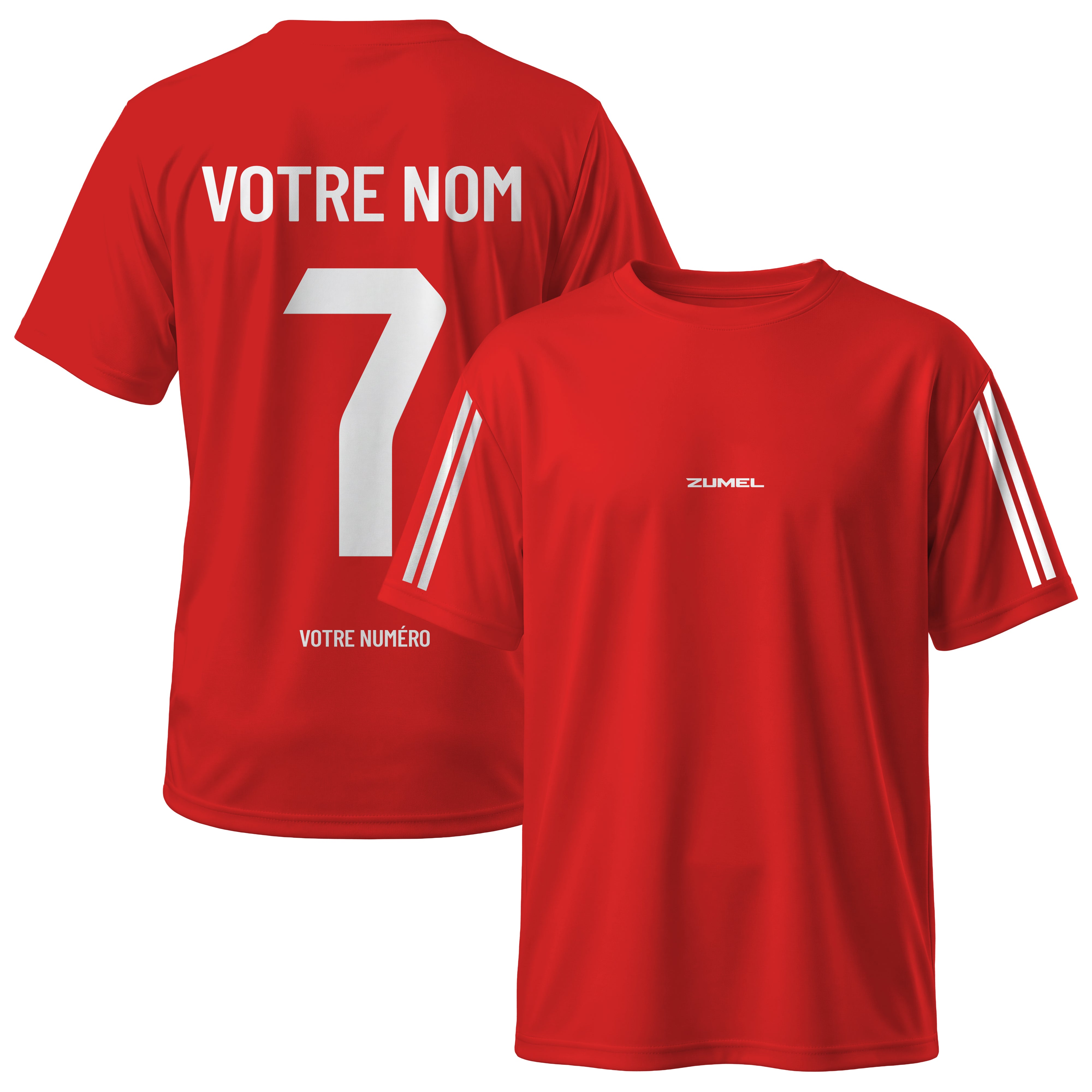 Maillot de football enfant rouge personnalisé avec prénom et numéro