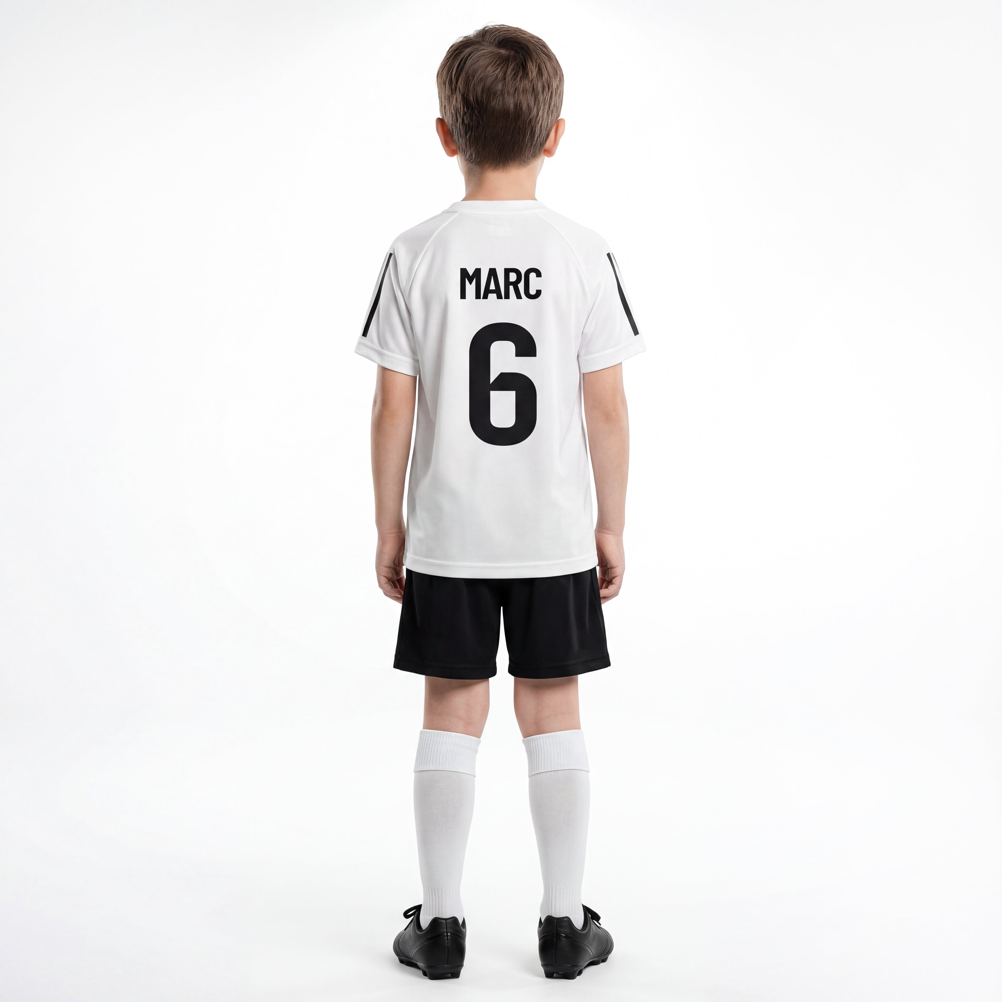 Tenue de football enfant blanche avec prénom et numéro