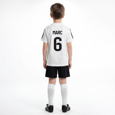 Maillot de football enfant blanc personnalisé – prénom et numéro